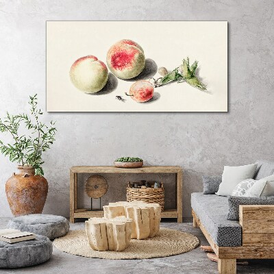 Juicy peaches on a light background Print on canvas