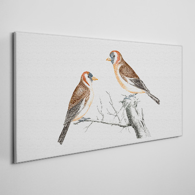 Two birds on a branch Print on canvas