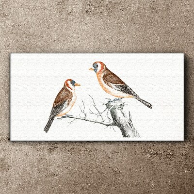 Two birds on a branch Print on canvas