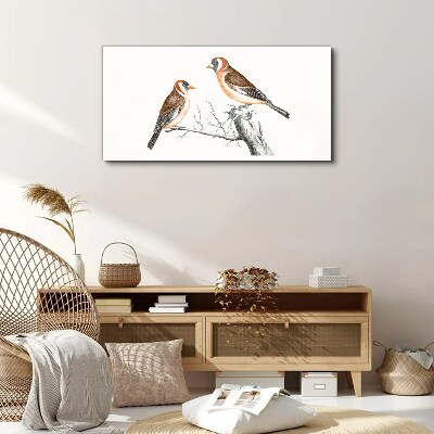 Two birds on a branch Print on canvas