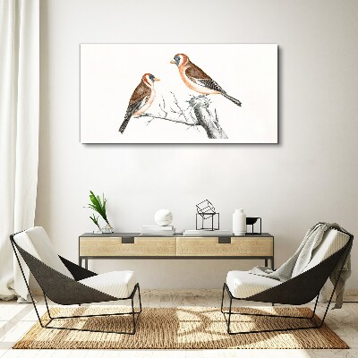 Two birds on a branch Print on canvas
