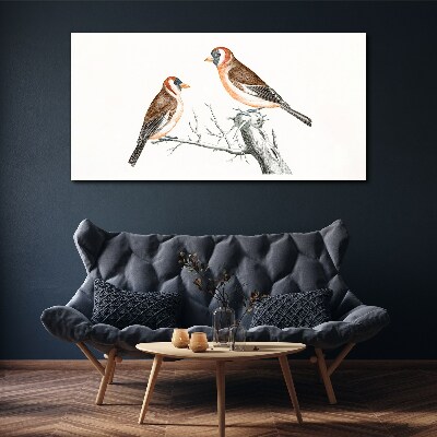 Two birds on a branch Print on canvas