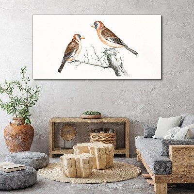 Two birds on a branch Print on canvas