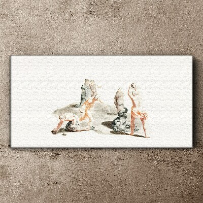 Mythological scene in pastel shades Canvas wall art