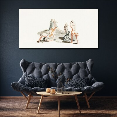 Mythological scene in pastel shades Canvas wall art