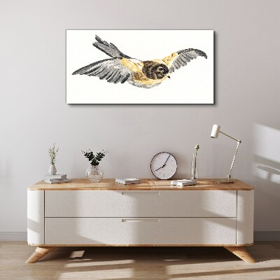 Golden Canary in Flight Print on canvas