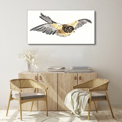 Golden Canary in Flight Print on canvas
