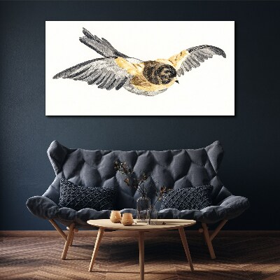 Golden Canary in Flight Print on canvas