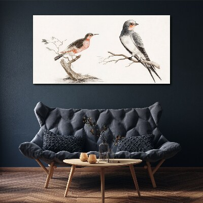 Drawing animals birds Canvas Wall art