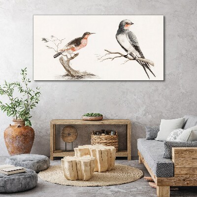 Drawing animals birds Canvas Wall art