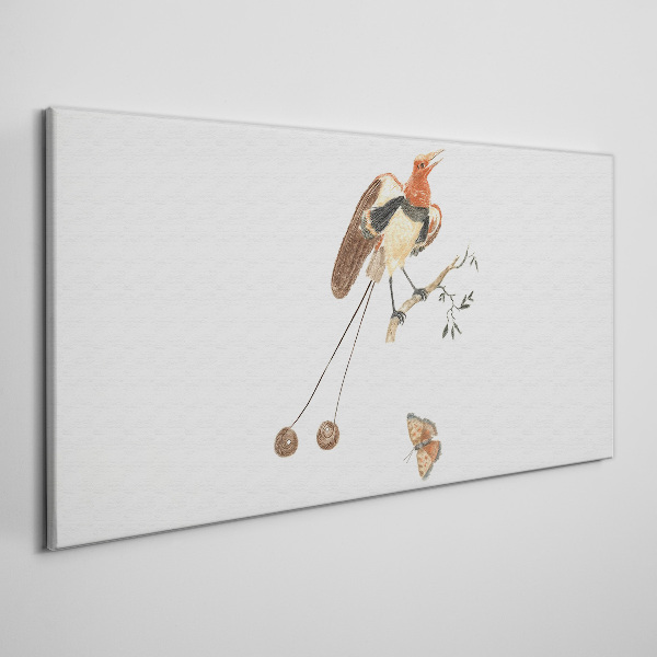 A bird on a branch with fruit Canvas wall art