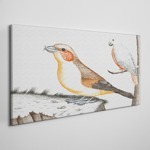 Bird duet on a branch Canvas wall art