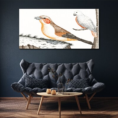 Drawing animals birds Canvas Wall art