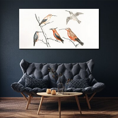 Drawing animals birds Canvas Wall art