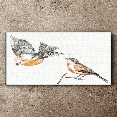 Birds in flight and on a branch Print on canvas