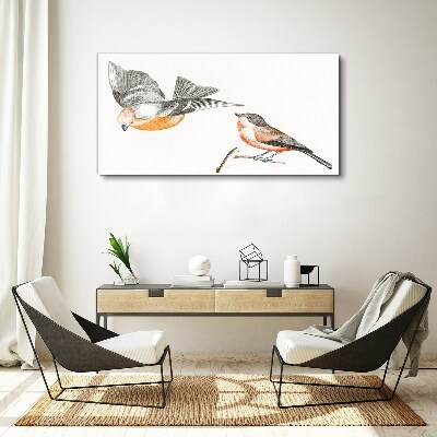 Birds in flight and on a branch Print on canvas