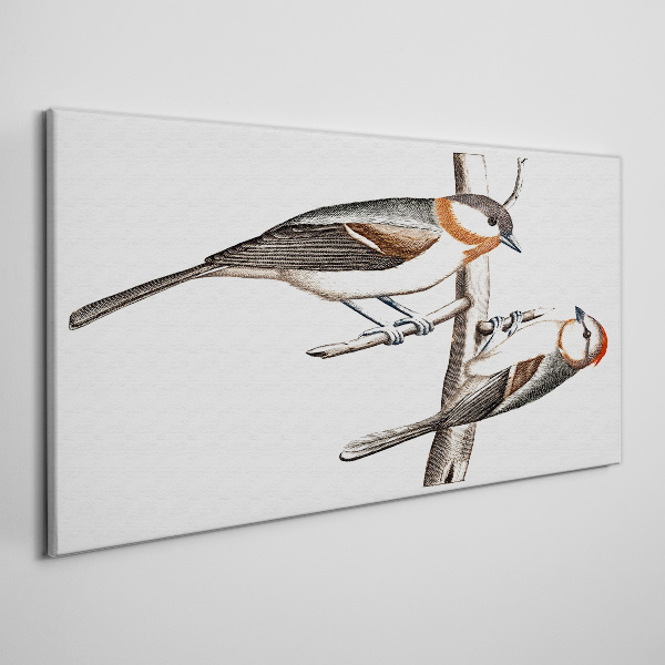 Nightingales on a branch Print on canvas
