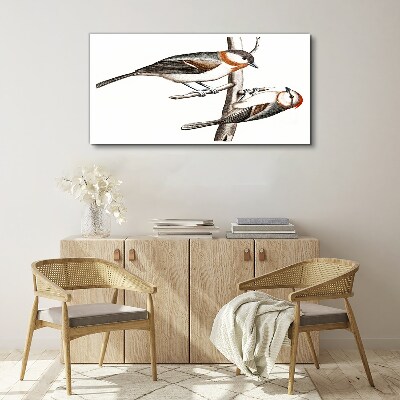 Nightingales on a branch Print on canvas