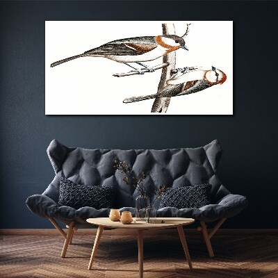 Nightingales on a branch Print on canvas