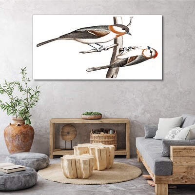 Nightingales on a branch Print on canvas
