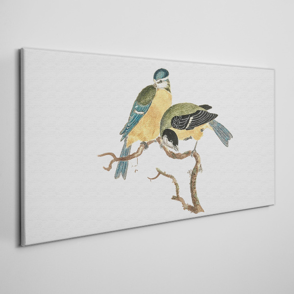 Winged friends on a branch Canvas wall art