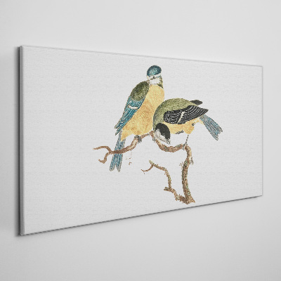 Winged friends on a branch Canvas wall art
