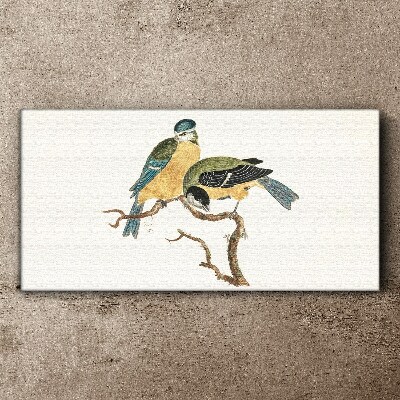 Winged friends on a branch Canvas wall art