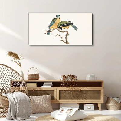 Winged friends on a branch Canvas wall art