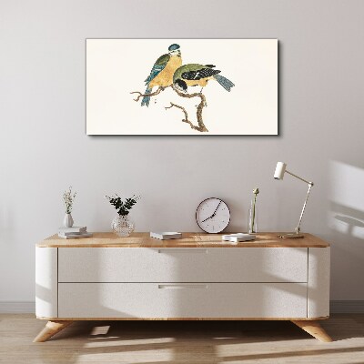 Winged friends on a branch Canvas wall art