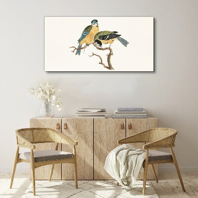 Winged friends on a branch Canvas wall art