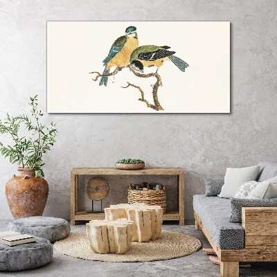 Winged friends on a branch Canvas wall art