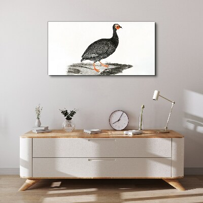 Black bird on white background Print on canvas