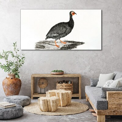Black bird on white background Print on canvas