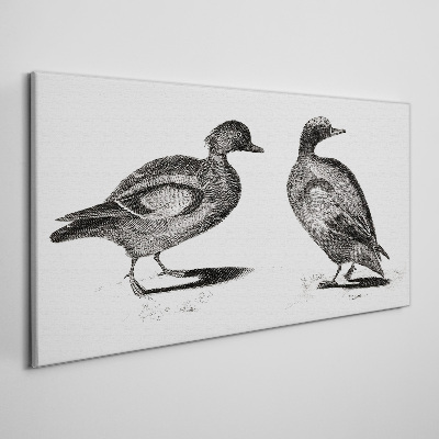 Two ducks in a monochromatic style Print on canvas