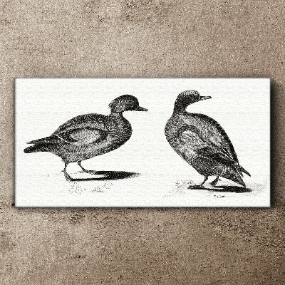 Two ducks in a monochromatic style Print on canvas