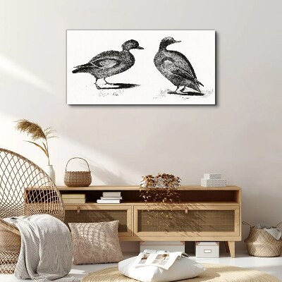 Two ducks in a monochromatic style Print on canvas