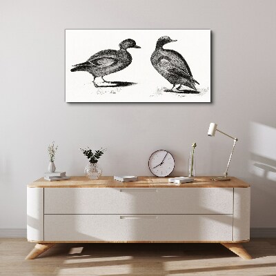 Two ducks in a monochromatic style Print on canvas