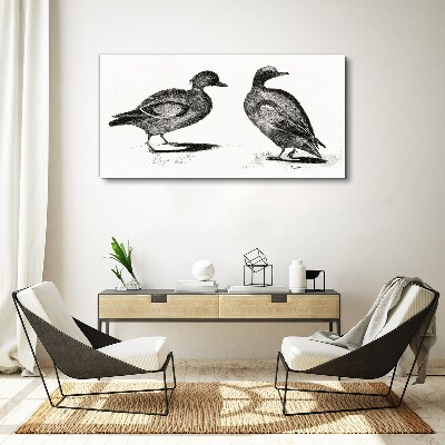 Two ducks in a monochromatic style Print on canvas
