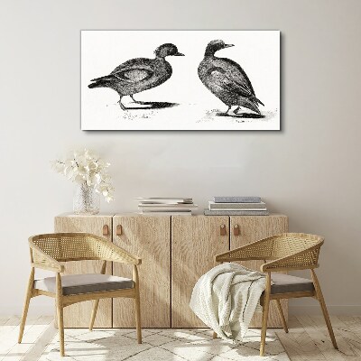 Two ducks in a monochromatic style Print on canvas