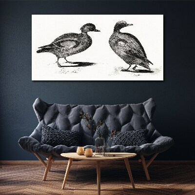 Two ducks in a monochromatic style Print on canvas
