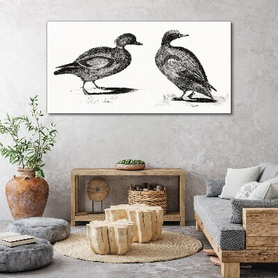 Two ducks in a monochromatic style Print on canvas