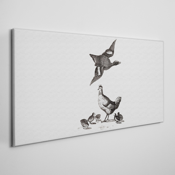 The bird world in black and white Print on canvas