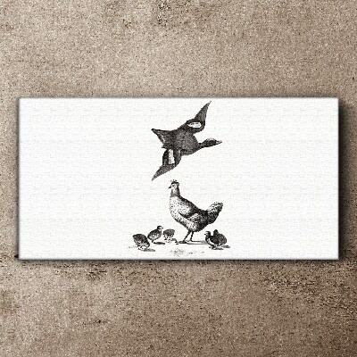 The bird world in black and white Print on canvas