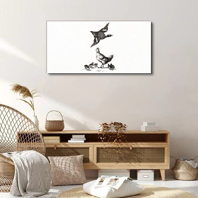 The bird world in black and white Print on canvas