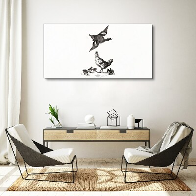 The bird world in black and white Print on canvas