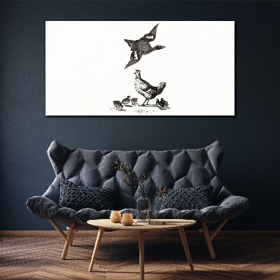 The bird world in black and white Print on canvas