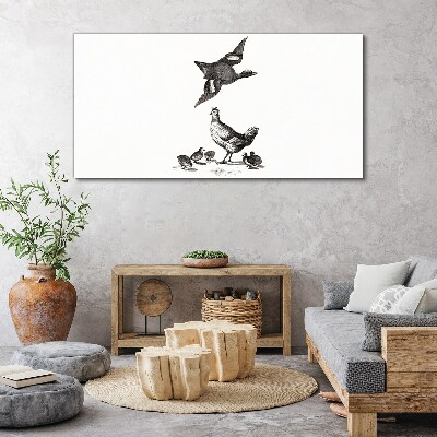The bird world in black and white Print on canvas