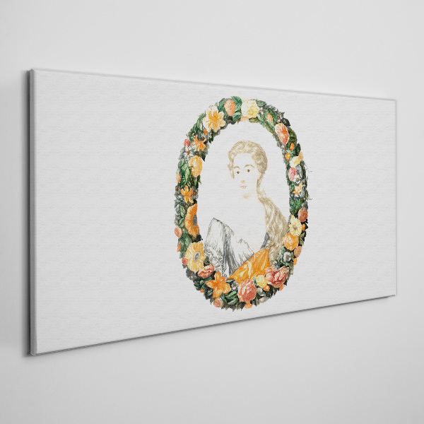 Portrait in a flower frame Print on canvas