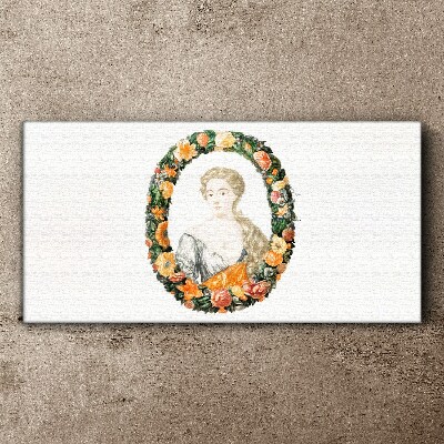 Portrait in a flower frame Print on canvas