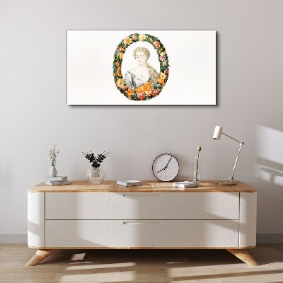 Portrait in a flower frame Print on canvas